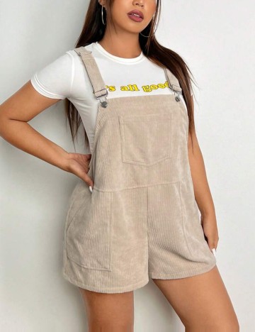 Salopetă scurtă Shein Curve+, bej