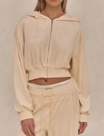 Hanorac Cu Fermoar Shein, crem