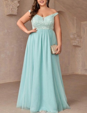 Rochie maxi Shein Curve+, turcoaz