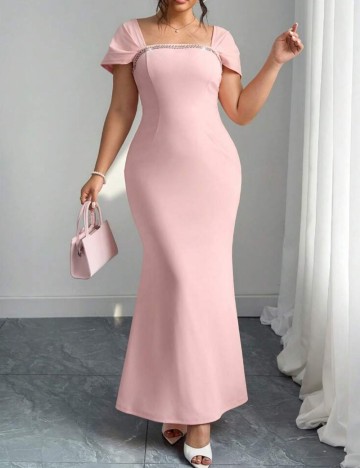 Rochie maxi Shein Curve+, roz