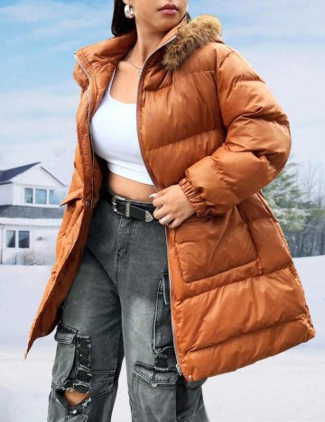 Geacă Shein Curve+, maro