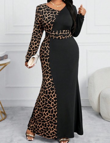 Rochie maxi Shein Curve+, mix culori