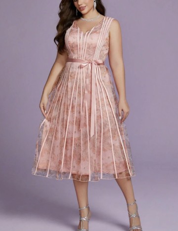 Rochie midi Shein Curve+, roz