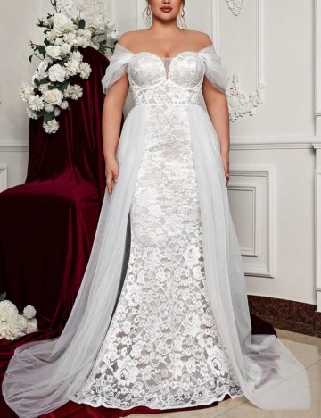 Rochie de ocazie și bridal Shein Curve+, alb