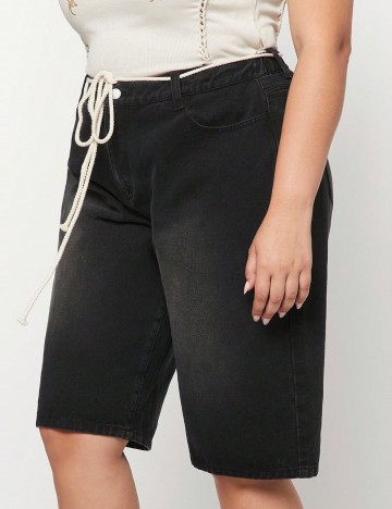 Pantaloni scurți Shein Curve+, negru