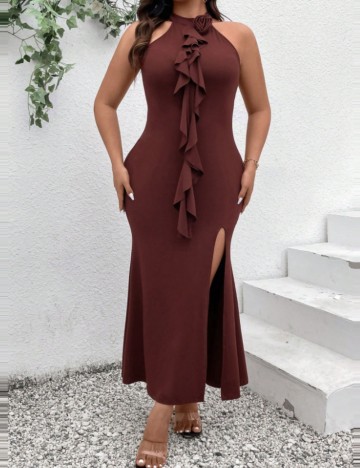 Rochie maxi Shein Curve+, cărămiziu
