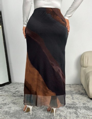 Fustă maxi Shein Curve+, mix culori