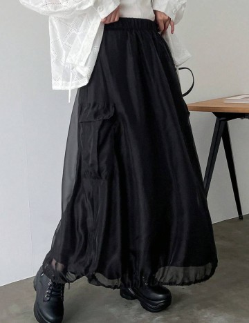 Fustă maxi Shein FRIFUL, negru