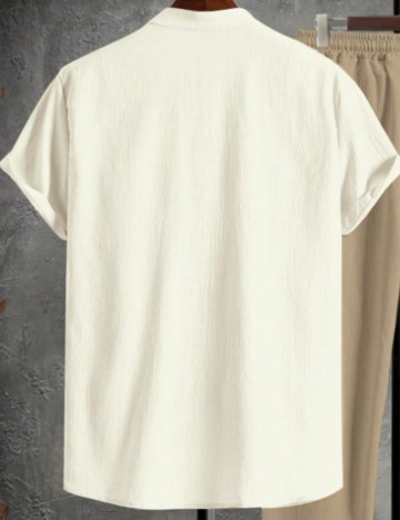 Cămașă cu m&acirc;necă scurtă Shein, crem