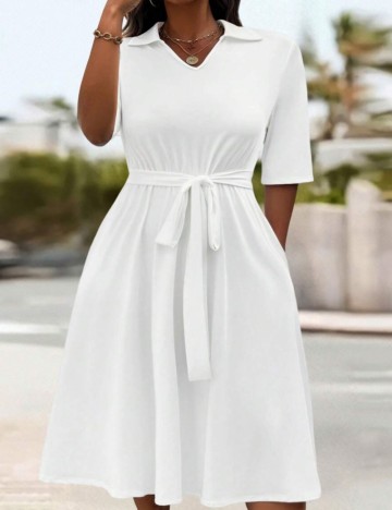 Rochie midi Shein Curve+, alb