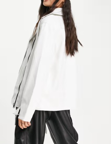 Geacă Imitație Piele Threadbare, alb