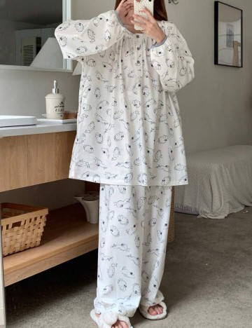 Compleu pijamale Shein, alb