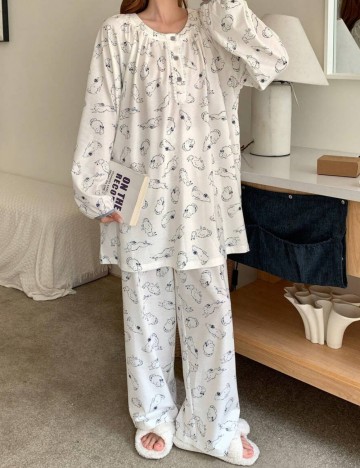 Compleu pijamale Shein, alb