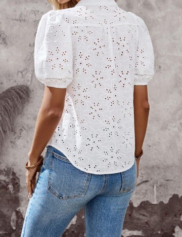 Cămașă cu m&acirc;necă scurtă Shein, alb