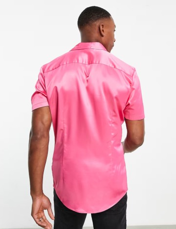 Cămașă cu m&acirc;necă scurtă ASOS, roz