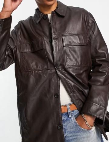 Geacă de piele ASOS, maro