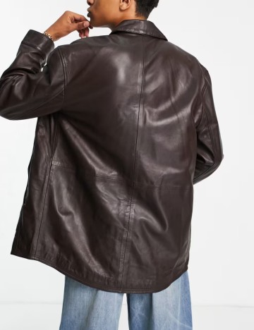 Geacă de piele ASOS, maro
