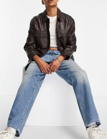 Geacă de piele ASOS, maro