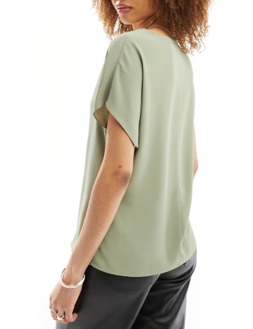 Cămașă cu m&acirc;necă scurtă ASOS, kaki