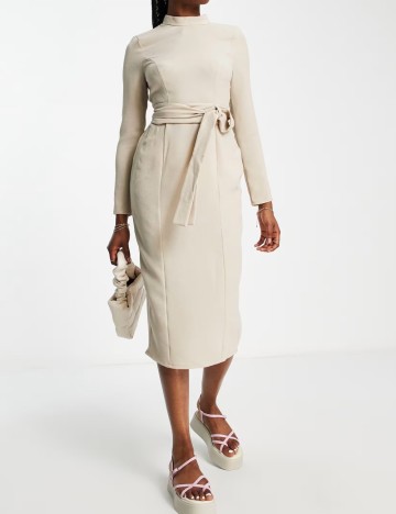 Rochie midi ASOS, bej