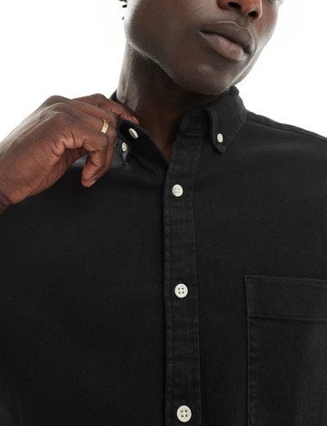 Cămașă cu m&acirc;necă scurtă ASOS, negru