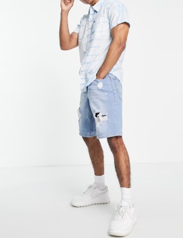 Cămașă cu m&acirc;necă scurtă Lee, albastru