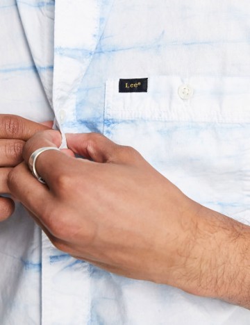 Cămașă cu m&acirc;necă scurtă Lee, albastru