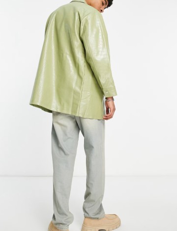 Jachetă imitație de piele ASOS, verde