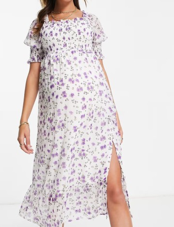 Rochie midi Violet Romance, alb