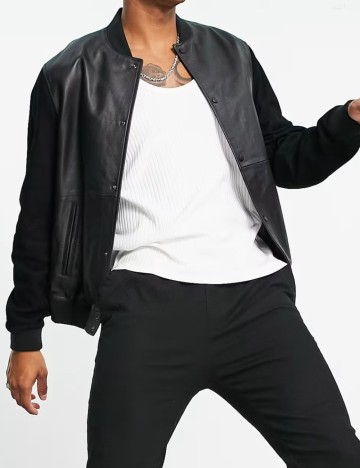 Geacă de piele ASOS, negru