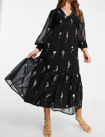 Rochie midi ASOS, negru