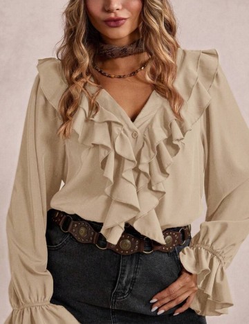 Cămașă Shein Curve+, bej