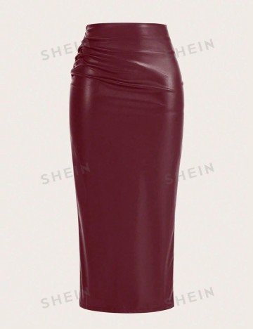 Fustă Imitație Piele Shein, vișiniu
