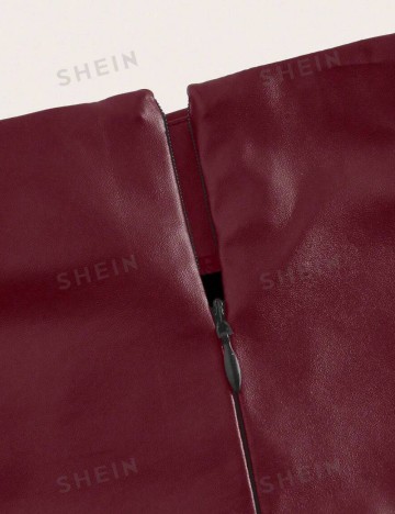 Fustă Imitație Piele Shein, vișiniu