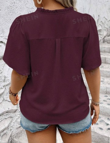 Cămașă cu m&acirc;necă scurtă Shein Curve+, mov