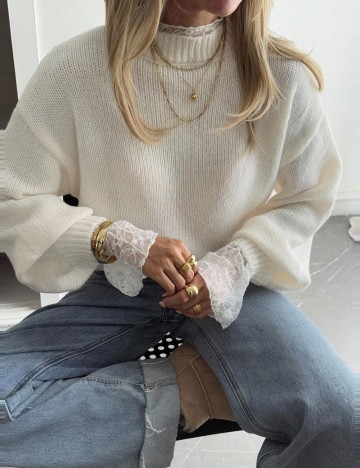 Pulover Shein DAZY, crem