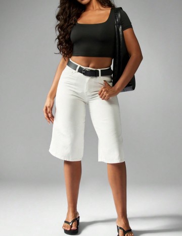 Jeans 3/4 Shein, alb