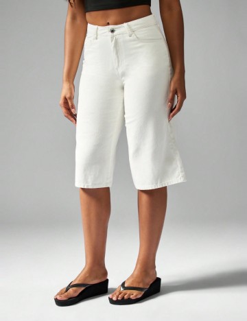 Jeans 3/4 Shein, alb