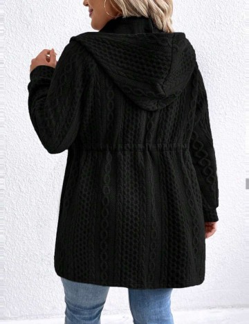 Hanorac Cu Fermoar Shein Curve+, negru