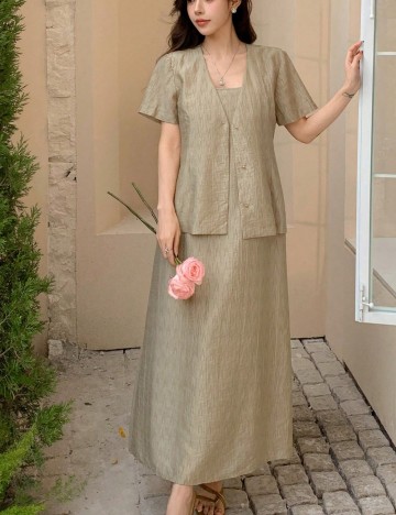 Set Rochie și Cardigan Shein, maro