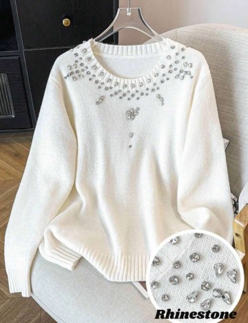 Pulover Shein Curve+, alb