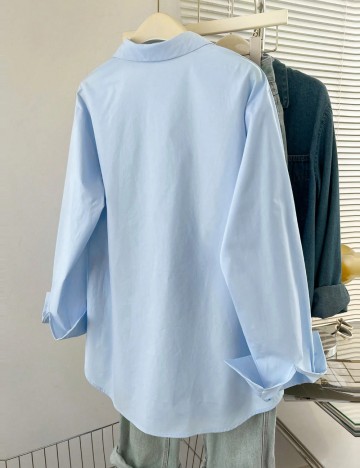 Cămașă Shein Curve+, albastru