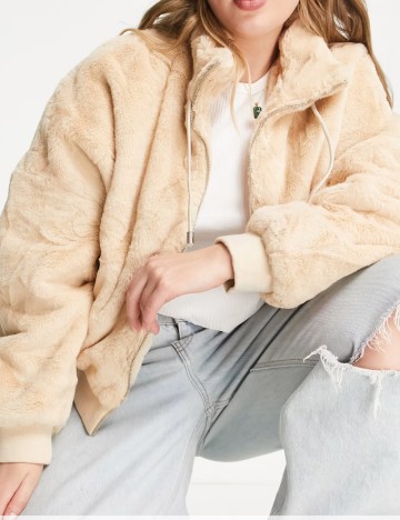 Jachetă de blană Missguided, bej