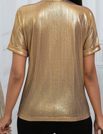 Cămașă cu m&acirc;necă scurtă Shein, auriu