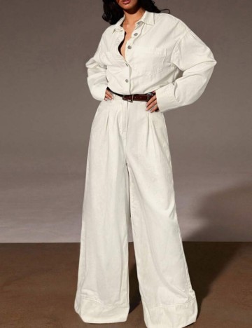 Salopetă de blugi Shein, crem