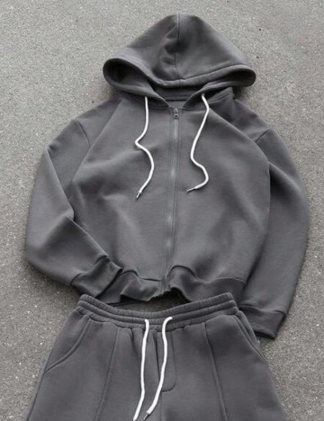 Hanorac Cu Fermoar Shein, gri