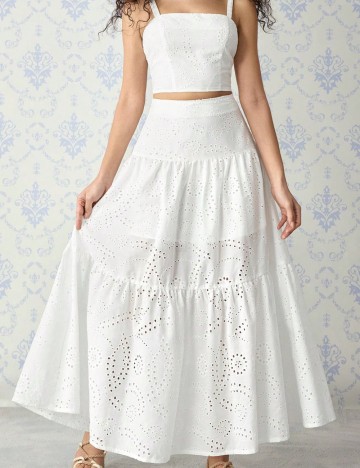 Fustă maxi Shein Curve+, alb