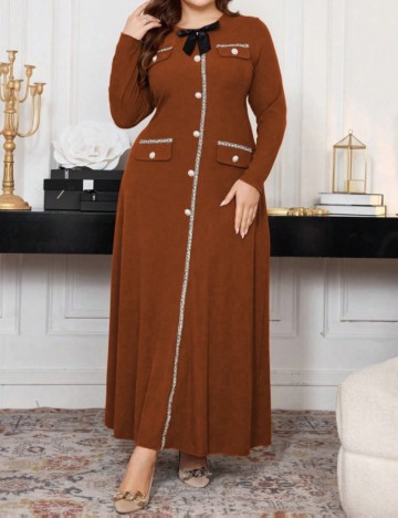 Rochie maxi Shein Curve+, cărămiziu