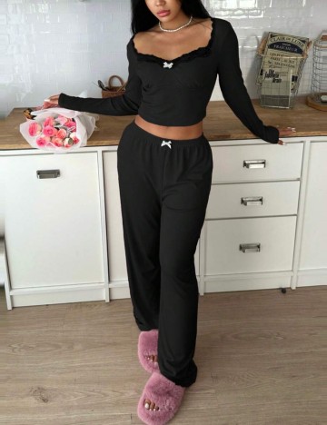 Compleu pijamale Shein, negru