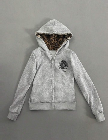 Hanorac Cu Fermoar Shein, gri